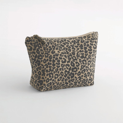 Leopard print canvas pouch